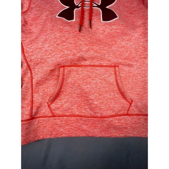 Under Armour ColdGear Pullover Hoodie Women's S Orange Logo Long Sleeves Pockets - Picture 5 of 9